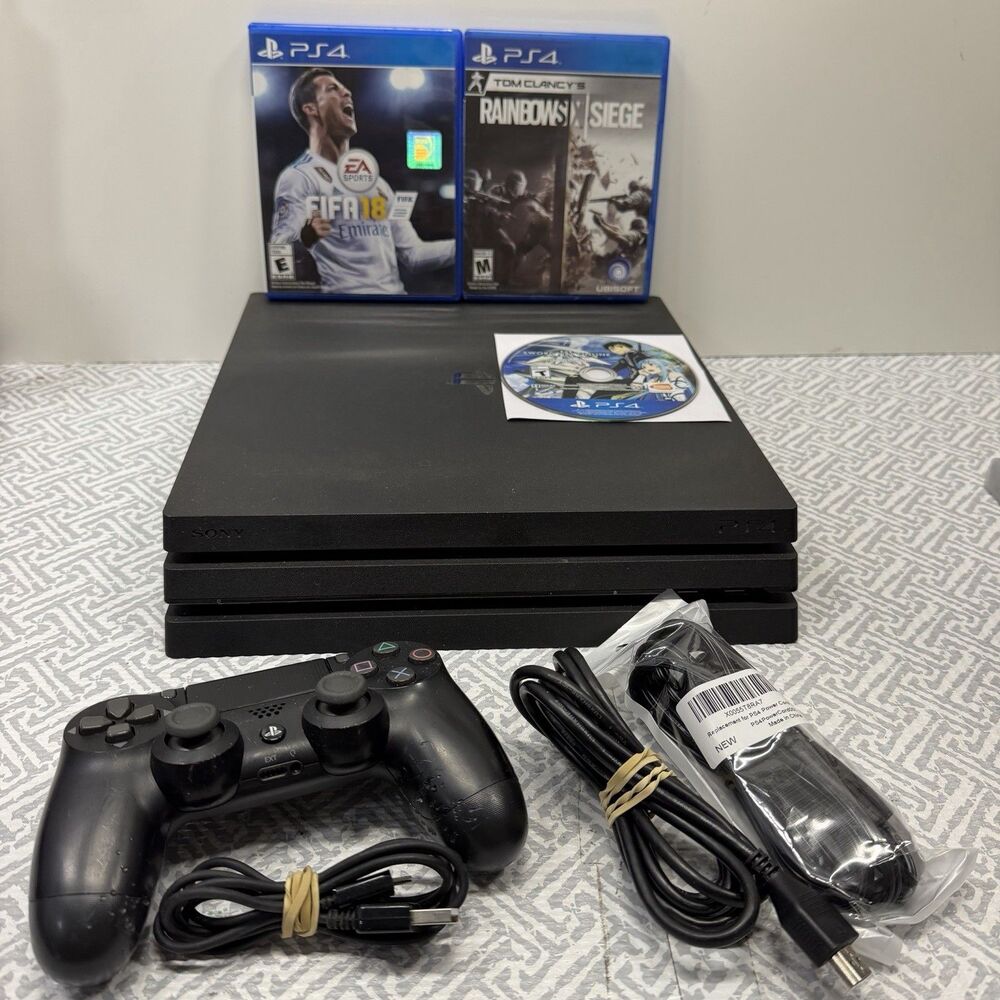 Sony PlayStation 4 PS4 Pro 1TB Console Bundle Tested Custom Controller 3 Games